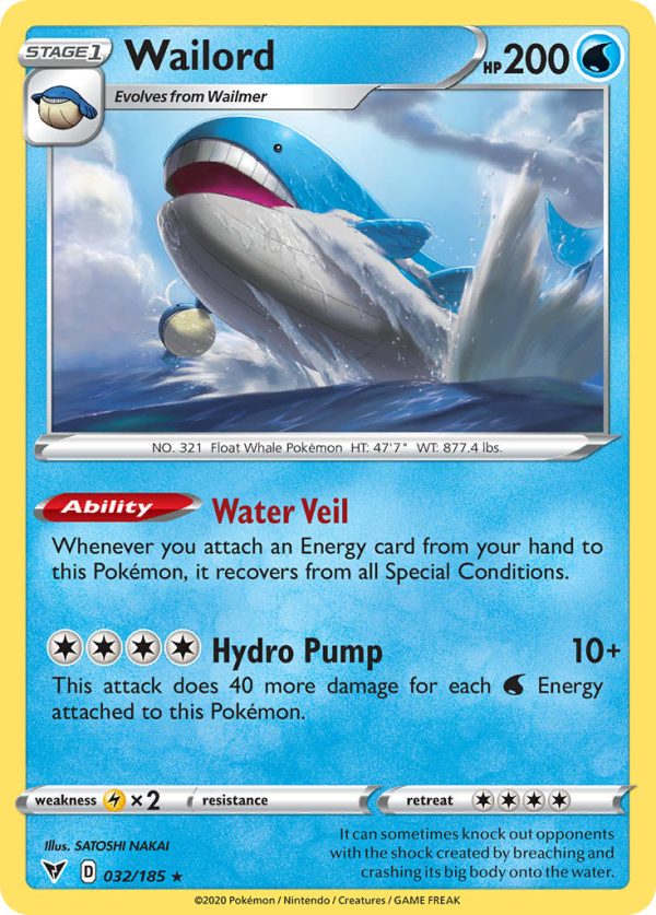 Wailord (032 185) [Sword & Shield: Vivid Voltage] For Sale